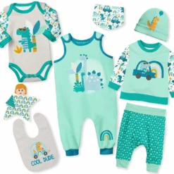 Puppenkleidung SET 8 Tlg. "Unisex" Dino (Nähset)