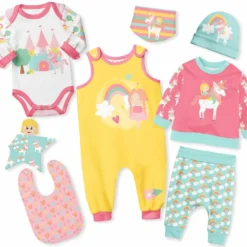 Puppenkleidung SET 8 Tlg. "Unisex" Einhorn (Nähset)