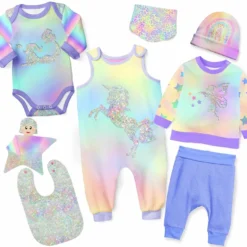 Puppenkleidung SET 8 Tlg. "Unisex" Holo Glitter (Nähset)