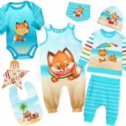 Puppenkleidung SET 8 Tlg. "Unisex" Summer Fox (Nähset)