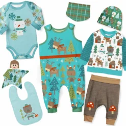 Puppenkleidung SET 8 Tlg. "Unisex" Wald & Wiese (Nähset)