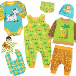 Puppenkleidung SET 8tlg. "Unisex" Zootiere (Nähset)