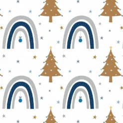 Regenbogen Blau Gold Auf Hochwertiger, Super Weicher, ägyptischer Baumwolle, Weihnachten