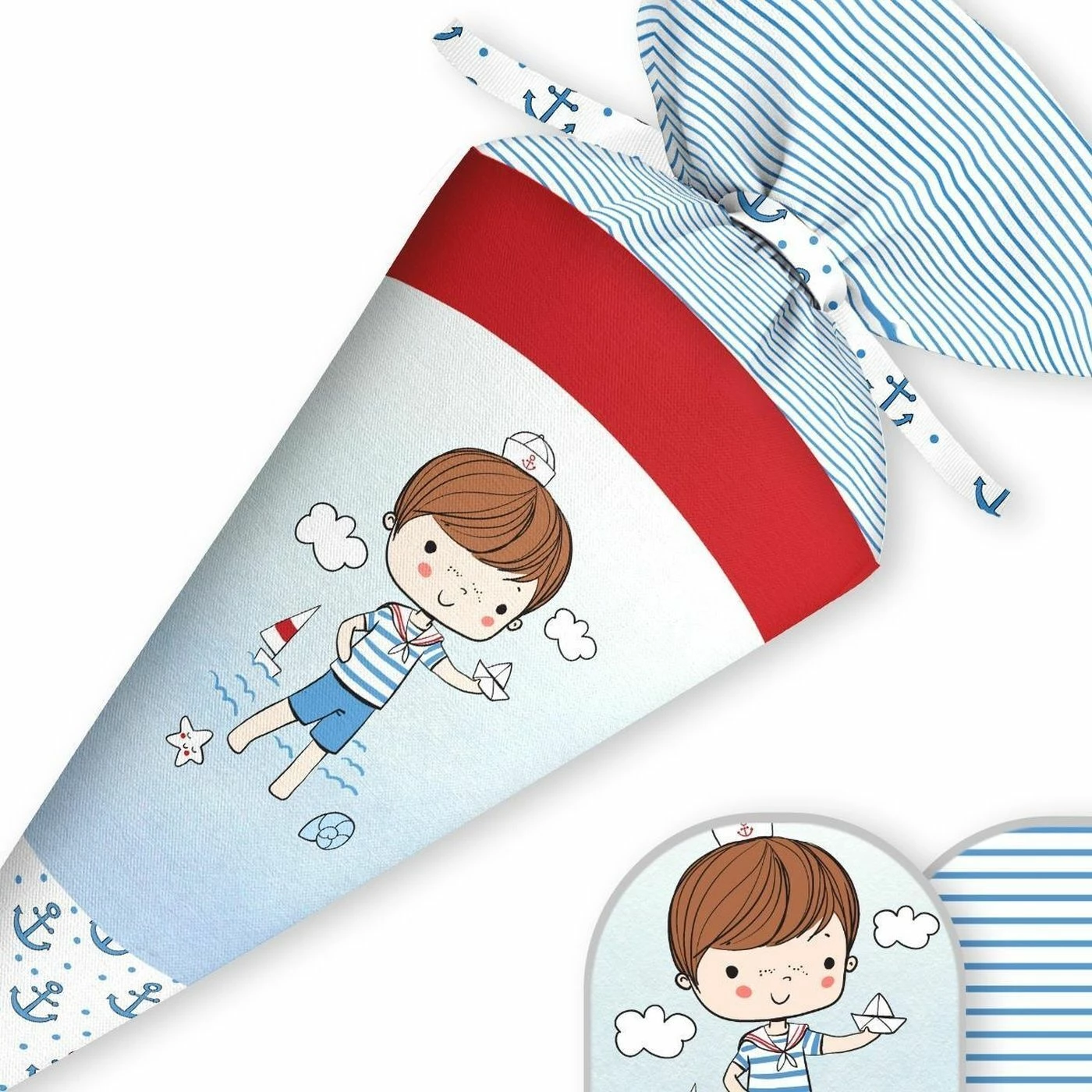 Schultüte Ahoi Kleiner Junge, Nähset Mit Rohling 2 Schultüte Ahoi Kleiner Junge, Nähset Mit Rohling – Bild 2