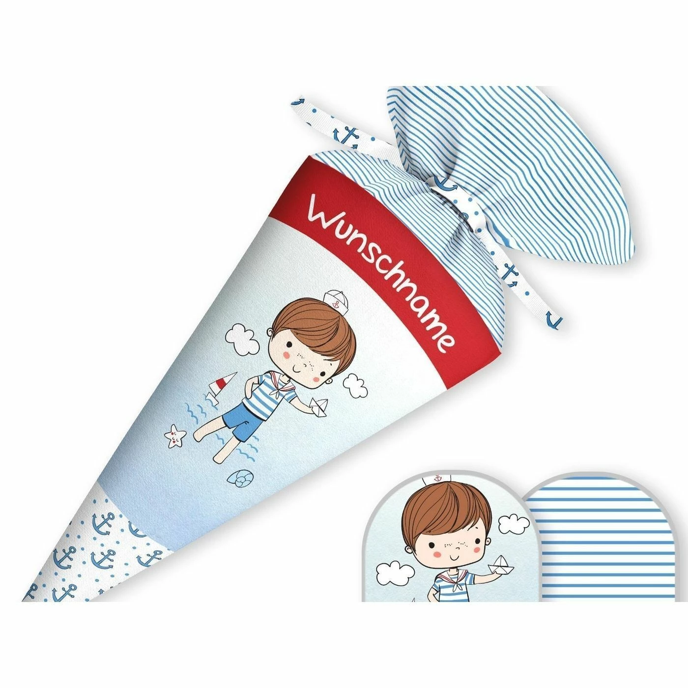 Schultüte Ahoi Kleiner Junge, Nähset Mit Rohling 3 Schultüte Ahoi Kleiner Junge, Nähset Mit Rohling – Bild 3