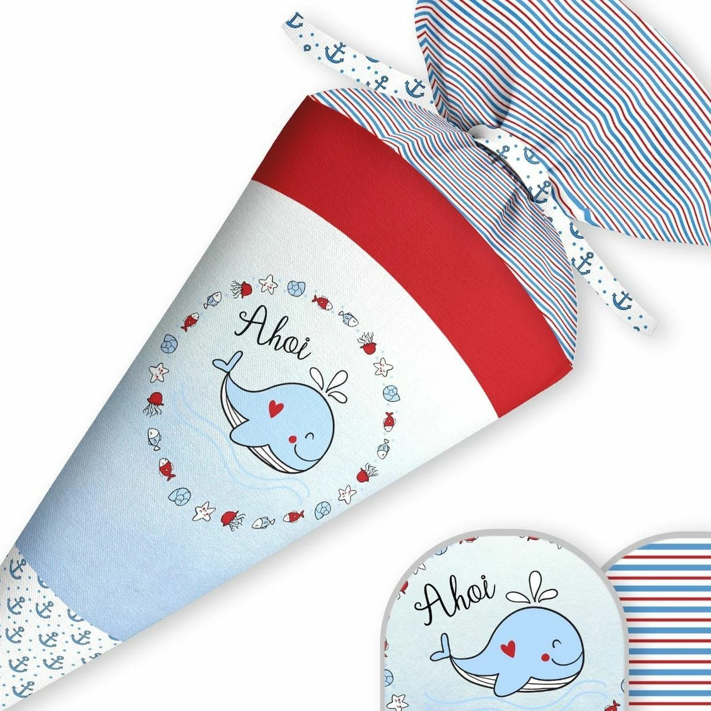 Schultüte Ahoi Wal, Nähset Mit Rohling 2 Schultüte Ahoi Wal, Nähset Mit Rohling – Bild 2