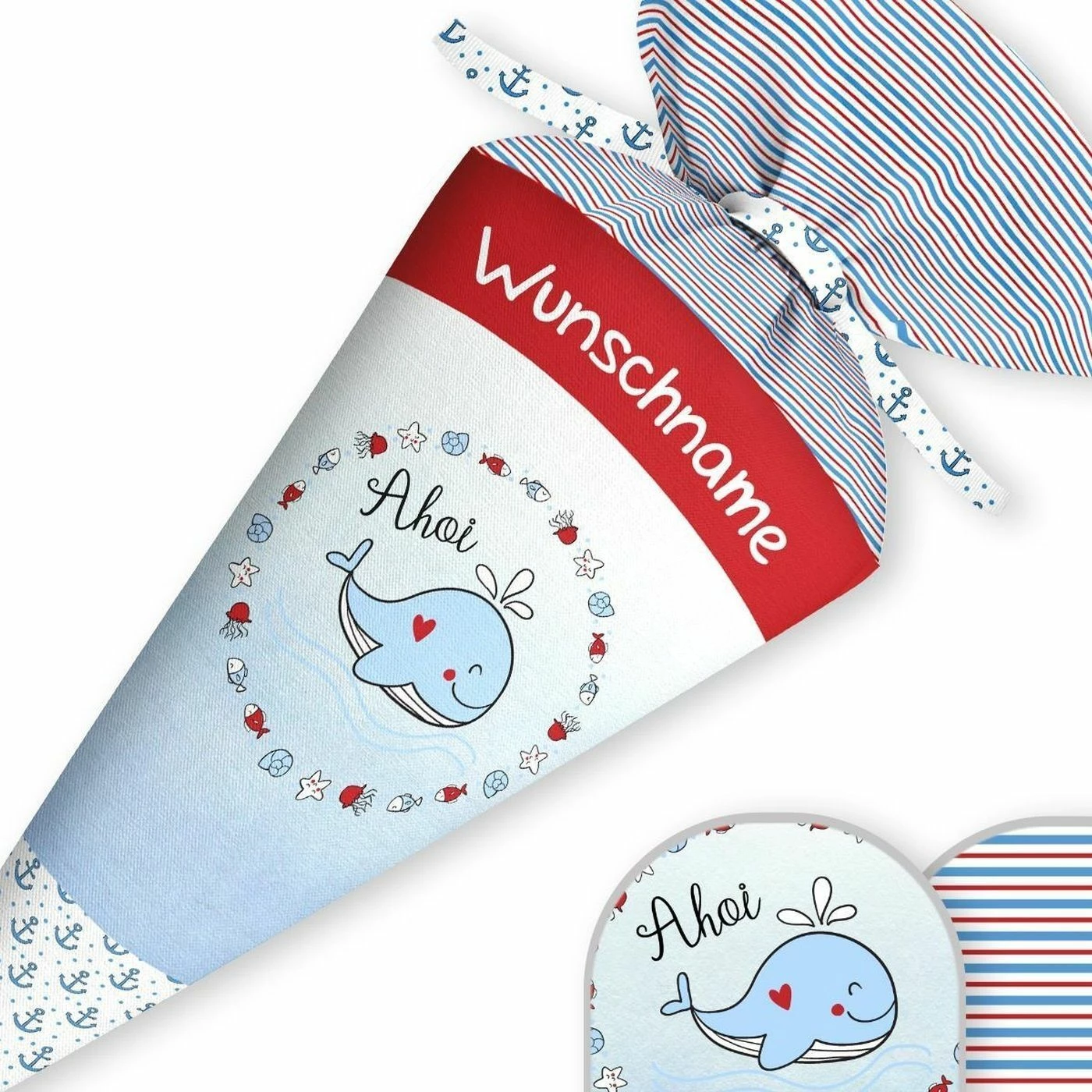 Schultüte Ahoi Wal, Nähset Mit Rohling 3 Schultüte Ahoi Wal, Nähset Mit Rohling – Bild 3