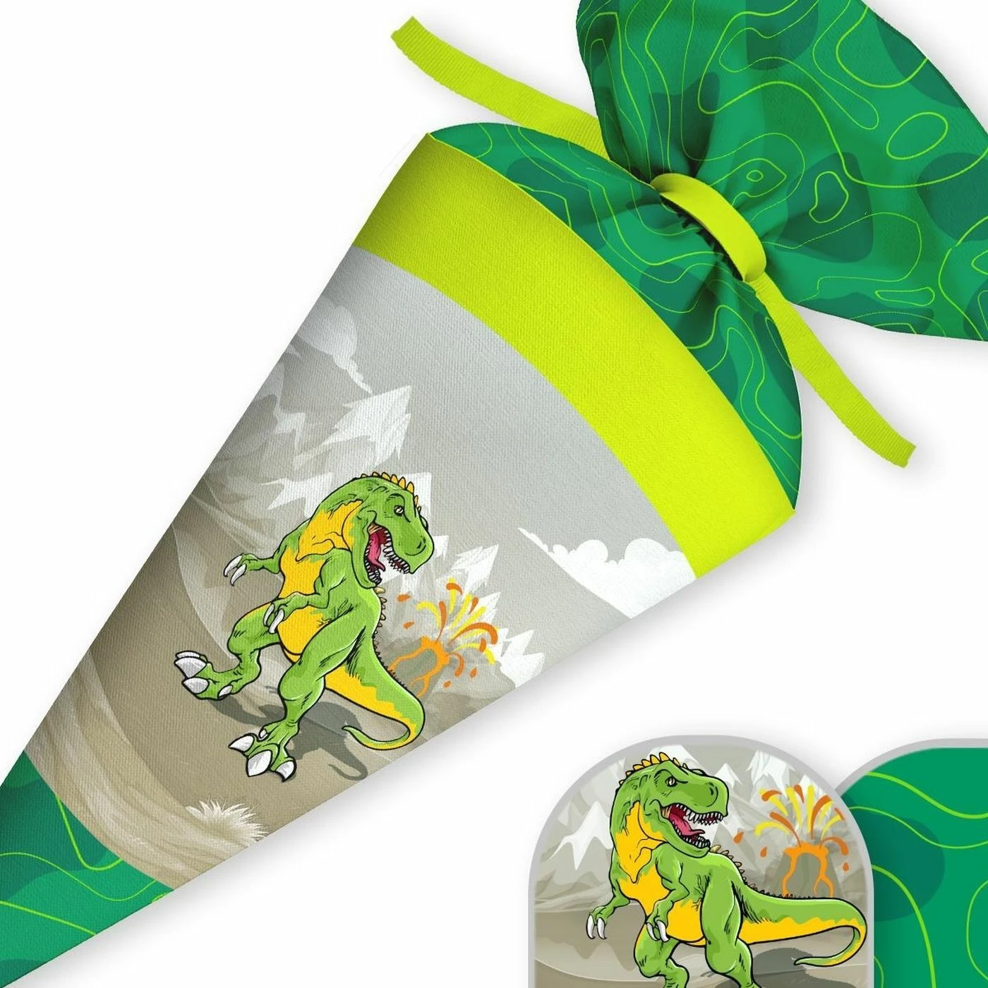 Schultüte Dino & Vulkan, Nähset Mit Rohling 2 Schultüte Dino & Vulkan, Nähset Mit Rohling – Bild 2