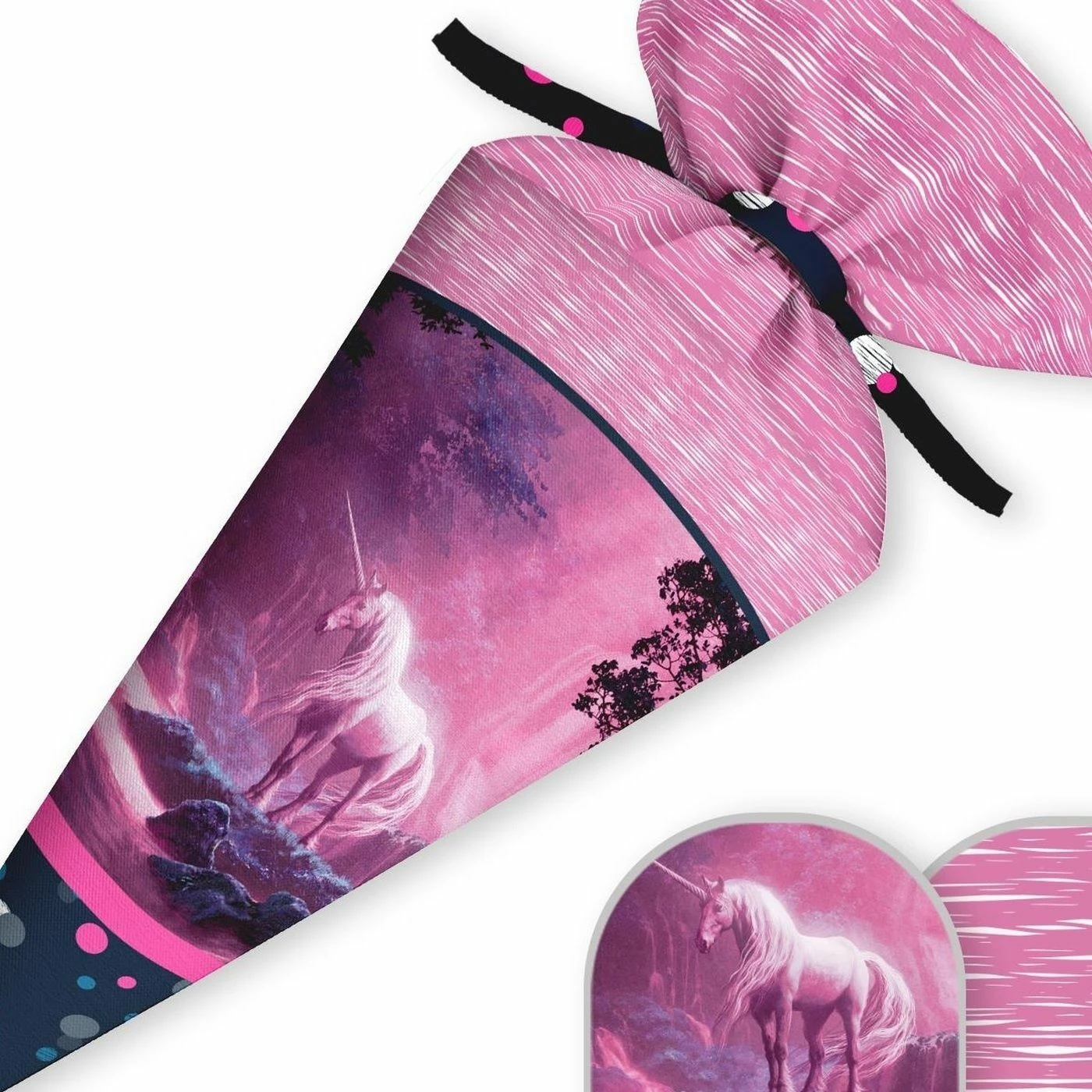 Schultüte Einhorn Pink, Nähset Mit Rohling 2 Schultüte Einhorn Pink, Nähset Mit Rohling – Bild 2