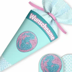 Schultüte Fake-Glitzer Meerjungfrau, Nähset Mit Rohling -Outlet STOFFWELTEN Store schultuete fake glitzer meerjungfrau naehset mit rohling 13