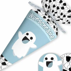 Schultüte Gespenst Blau, Nähset Mit Rohling -Outlet STOFFWELTEN Store schultuete gespenst blau naehset mit rohling 13