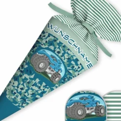 Schultüte Monstertruck Mit Rohling -Outlet STOFFWELTEN Store schultuete monstertruck mit rohling3