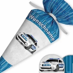 Schultüte Polizei Sportwagen, Nähset Mit Rohling -Outlet STOFFWELTEN Store schultuete polizei sportwagen naehset mit rohling 13