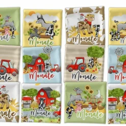 *SET* Bio-Jersey MONATS- Panel 1-12 Monate, Auf Dem Bauernhof