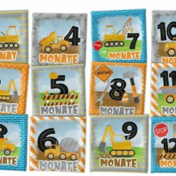 *SET* Bio-Jersey MONATS- Panel 1-12 Monate, Baustelle