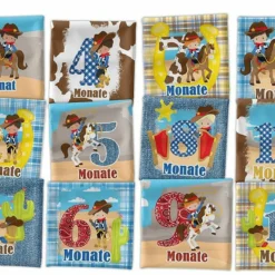 *SET* Bio-Jersey MONATS- Panel 1-12 Monate, Cowboy