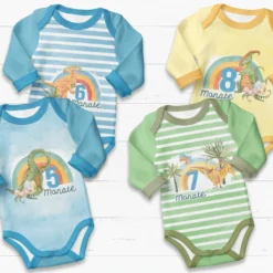 *SET* Bio-Jersey MONATS- Panel 1-12 Monate, Dinosaurier -Outlet STOFFWELTEN Store set bio jersey monats panel 1 12 monate dinosaurier3