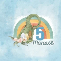 *SET* Bio-Jersey MONATS- Panel 1-12 Monate, Dinosaurier -Outlet STOFFWELTEN Store set bio jersey monats panel 1 12 monate dinosaurier9