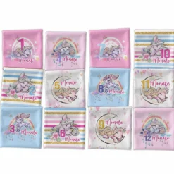 *SET* Bio-Jersey MONATS- Panel 1-12 Monate, Glitter Unicorn Dreams