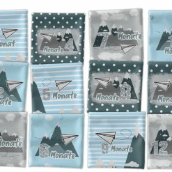 *SET* Bio-Jersey MONATS- Panel 1-12 Monate, Papierflieger