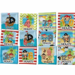 *SET* Bio-Jersey MONATS- Panel 1-12 Monate, Pirat Affe