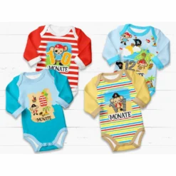 *SET* Bio-Jersey MONATS- Panel 1-12 Monate, Pirat Affe -Outlet STOFFWELTEN Store set bio jersey monats panel 1 12 monate pirat affe4