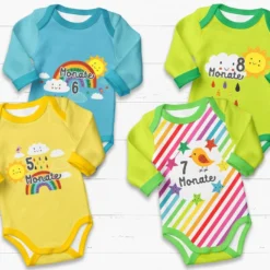 *SET* Bio-Jersey MONATS- Panel 1-12 Monate, Regenbogen -Outlet STOFFWELTEN Store set bio jersey monats panel 1 12 monate regenbogen3