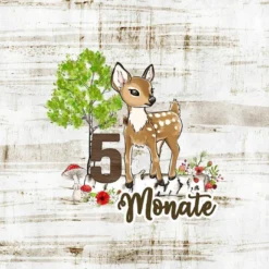 *SET* Bio-Jersey MONATS- Panel 1-12 Monate, Rehkitz -Outlet STOFFWELTEN Store set bio jersey monats panel 1 12 monate rehkitz9