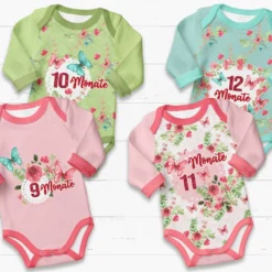 *SET* Bio-Jersey MONATS- Panel 1-12 Monate, Schmetterlinge -Outlet STOFFWELTEN Store set bio jersey monats panel 1 12 monate schmetterlinge4