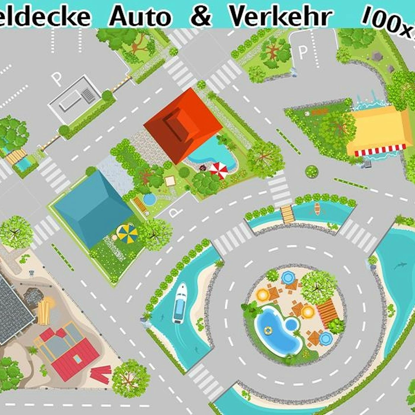 Spieldecke Auto & Verkehr, Spielteppich Auf Hochwertiger, ägyptischer Baumwolle 1 Spieldecke Auto & Verkehr, Spielteppich Auf Hochwertiger, ägyptischer Baumwolle