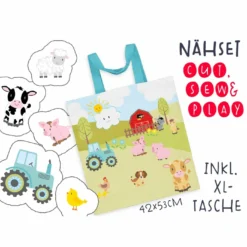 XL Cut, Sew & Play Nähset Inkl. Großer Tasche Bauernhof Canvas
