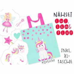 XL Cut, Sew & Play Nähset Inkl. Großer Tasche Einhornliebe Canvas