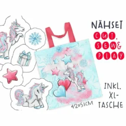 XL Cut, Sew & Play Nähset Inkl. Großer Tasche Ella Einhorn Canvas