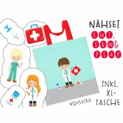 XL Cut, Sew & Play Nähset Inkl. Großer Tasche Erste Hilfe Canvas