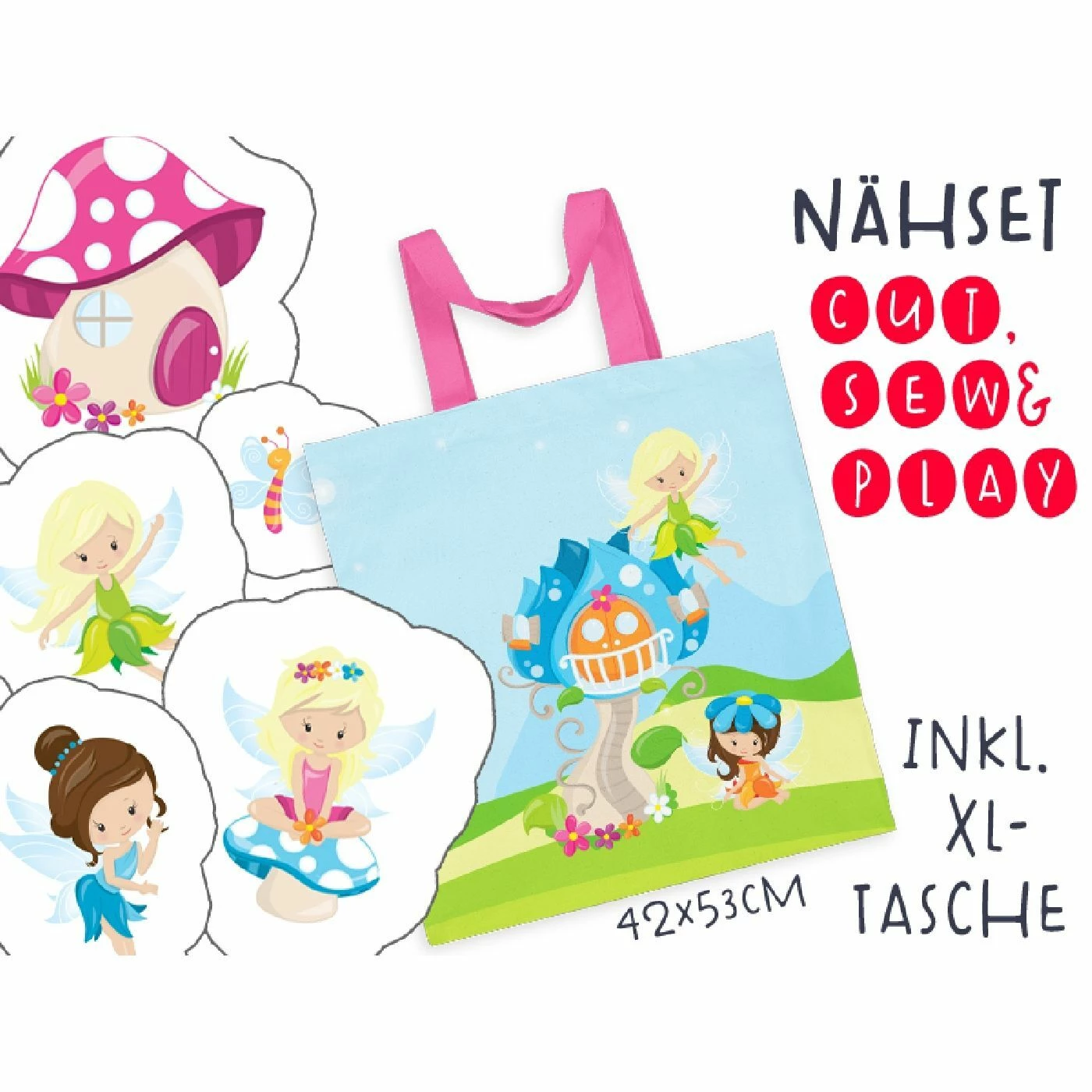 XL Cut, Sew & Play Nähset Inkl. Großer Tasche Feenreich Canvas 1 XL Cut, Sew & Play Nähset Inkl. Großer Tasche Feenreich Canvas