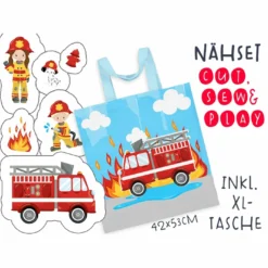 XL Cut, Sew & Play Nähset Inkl. Großer Tasche Feuerwehr, Canvas