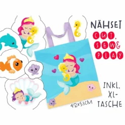 XL Cut, Sew & Play Nähset Inkl. Großer Tasche Meerjungfrau, Canvas