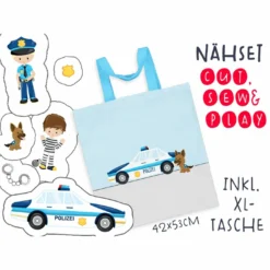 XL Cut, Sew & Play Nähset Inkl. Großer Tasche Polizei, Canvas