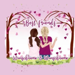 XL Panel Best Friends, Grundschulmädchen, Wunschnamen + Wunschfrisuren, Bio-Jersey