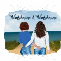 XL Panel Frauen Paar Am See, Wunschnamen + Wunschfrisuren, Bio-Jersey