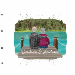 XL Panel Oma & Opa Am See Wunschname + Wunschfrisuren, Bio-Jersey