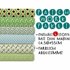 XL Patchworkpaket, 6 Designs, Blumen, Stoffpaket Baumwolle, Hochwertige Popeline
