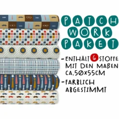 XL Patchworkpaket, 6 Designs, Dad, Stoffpaket Baumwolle, Hochwertige Popeline