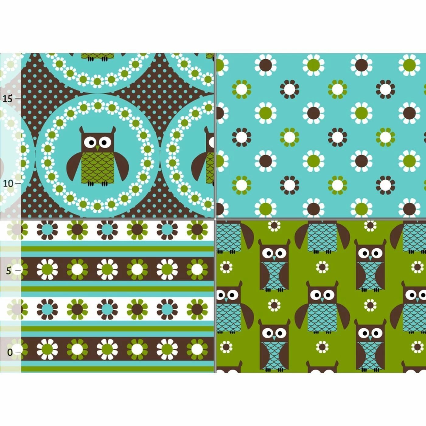 XL Patchworkpaket, 6 Designs, Eule, Stoffpaket Baumwolle, Hochwertige Popeline 2 XL Patchworkpaket, 6 Designs, Eule, Stoffpaket Baumwolle, Hochwertige Popeline – Bild 2