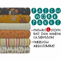 XL Patchworkpaket, 6 Designs, Herbst, Stoffpaket Baumwolle, Hochwertige Popeline