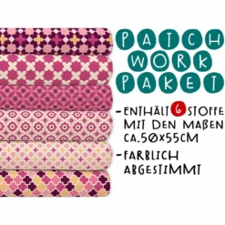 XL Patchworkpaket, 6 Designs, Muster, Stoffpaket Baumwolle, Hochwertige Popeline
