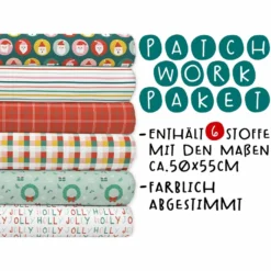 XL Patchworkpaket, 6 Designs, Nikolaus, Stoffpaket Baumwolle, Hochwertige Popeline