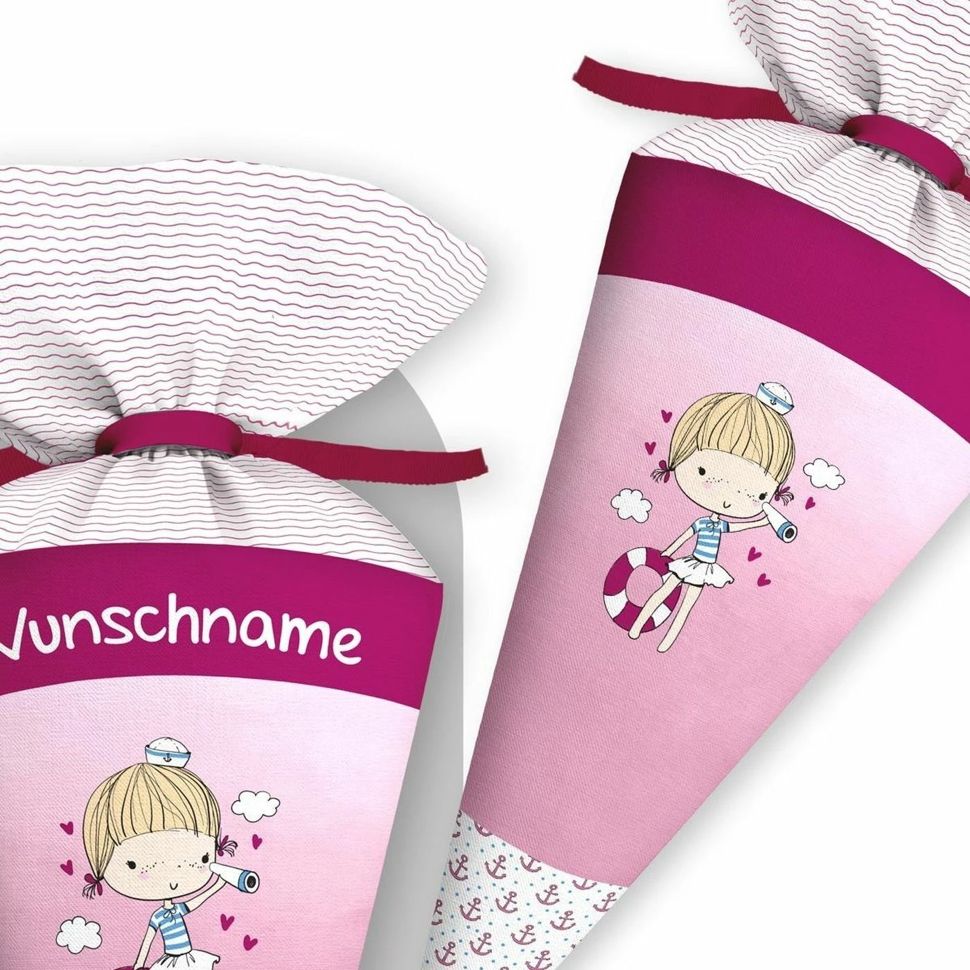 Schultüte Ahoi Kleines Mädchen, Nähset Mit Rohling 1 Schultüte Ahoi Kleines Mädchen, Nähset Mit Rohling